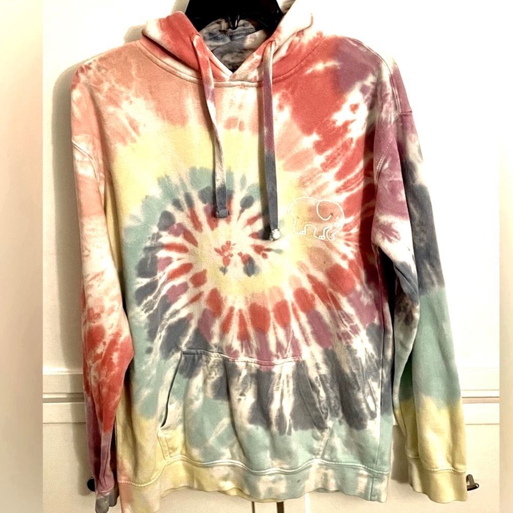 Ivory Ella Rainbow Tie Dye Hoodie Pullover 100% Organic Cotton Size S